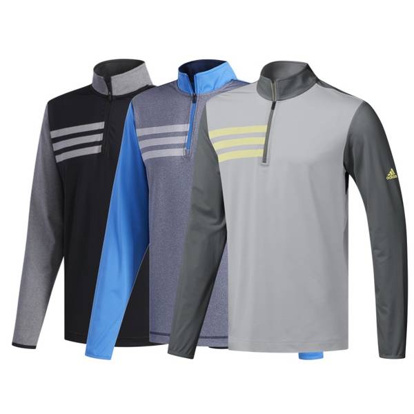 Mens 3-Stripes Competition Quarter Zip Golf Sweater